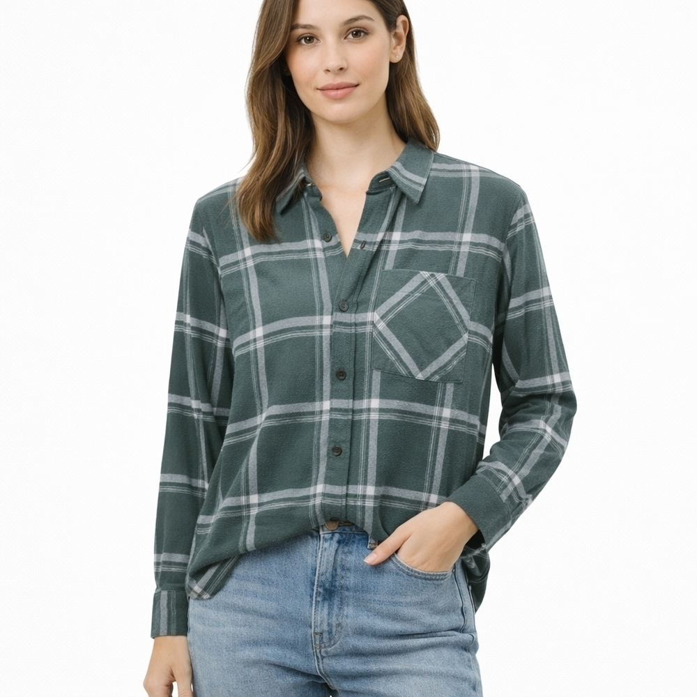 NWT Joie Green Plaid Button Down Shirt Size Small -Heritage Chic Cottagecore